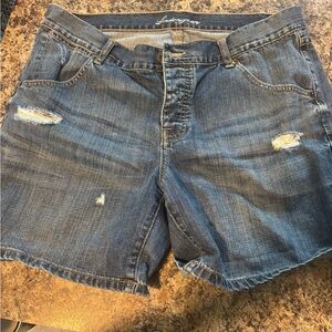 LONDONJEAN Blue Distressed Jean Shorts